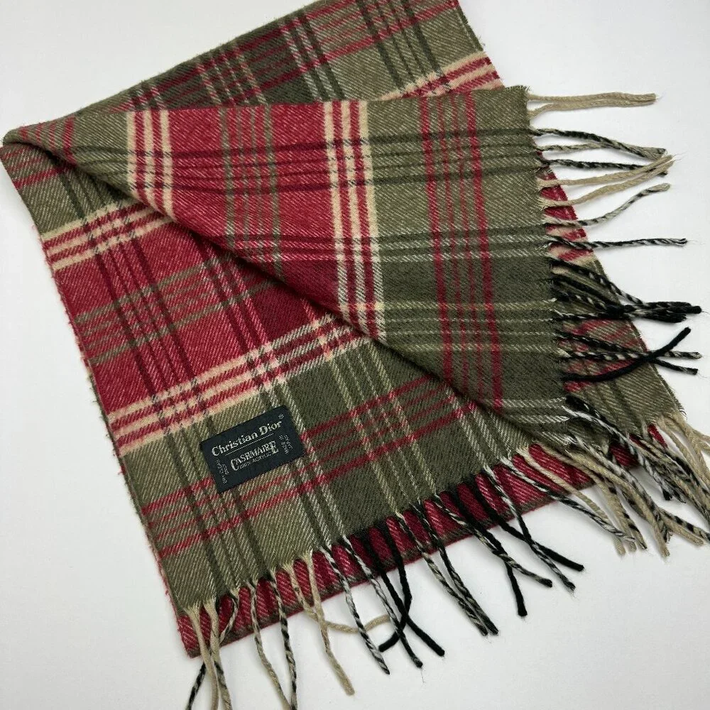 Vintage Christian Dior Plaid Scarf Unisex